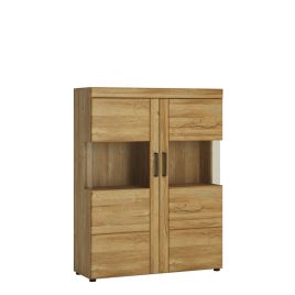 Cortina Low wide 2 door display cabinet - Grandson Oak