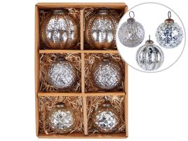 Argentin Christmas Baubles Set of 6 - Silver