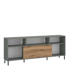TV Stand - DARWIN 1 Door Media Unit Green and Oak 73cm