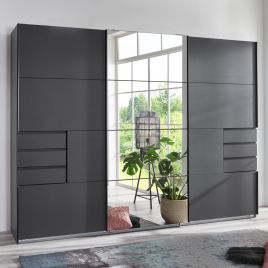 Senegal 3 Door Sliding Wardrobe with Mirror - Graphite