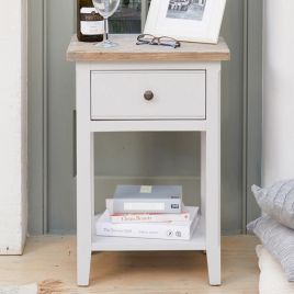 Ransley Grey Limed Lamp Table with Drawer and Open Shelf