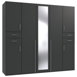 Fenton 5 Doors Wardrobe with 4 Drawers - Graphite