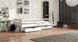 Erik Wooden Bed with 2 Drawers Storage - White