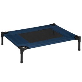 Dog Cat Puppy Pet Elevated Raised Cot Bed Portable Camping Basket-Blue (Medium)