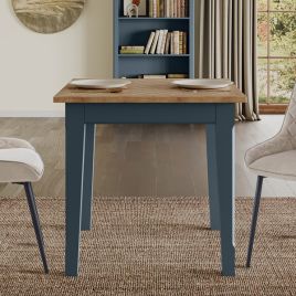 Ransley Oak Parquet Top Square Extendable Dining Table - Blue