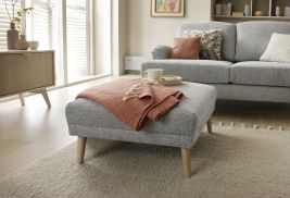 PONTING Chenille Square Footstool - Light Grey