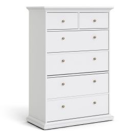 White Chest of Drawers - PORTHOPE III Large Chest 6 Drawers