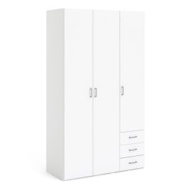 Space Wardrobe - 3 Doors 3 Drawers in White
