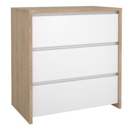 NEXORA Oak Finish Chest of Drawers - Medium-sized, 3 Drawers