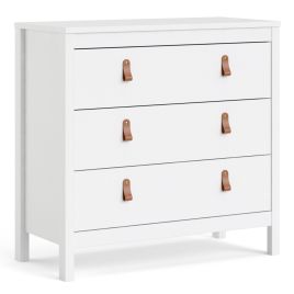 White Chest of Drawers - BURNLEY Medium Chest 3 Drawers