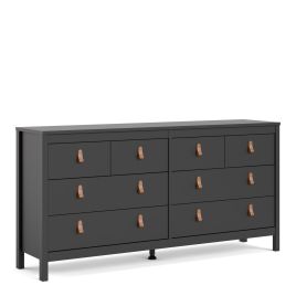 Black Chest of Drawers - BURNLEY Extra Large Chest 8 Drawers Double Chest