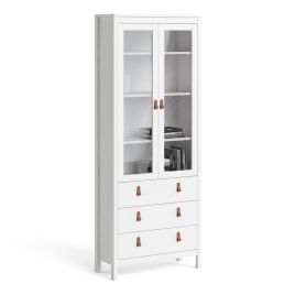 Barcelona China cabinet 2 doors w/glass + 3 drawers in White - White