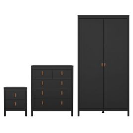 BURNLEY 2 Door Wardrobe Set 3 Piece - Matt Black