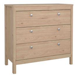 MEMPHIS Oak Finish Chest of Drawers - Medium-sized, 3 Drawers