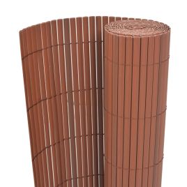Double-Sided Garden Fence PVC 90x300 cm Brown