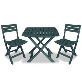 3 Piece Folding Bistro Set Plastic Green