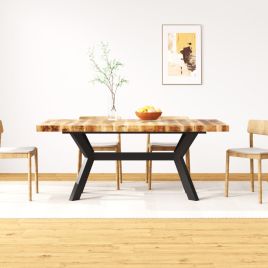 Dining Table Solid Mango Wood and Steel Cross 180 cm