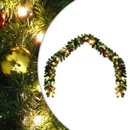 Geile Christmas Garland Decorated with Baubles and LED Lights 10 m