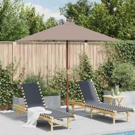 MERGLEN Garden Parasol with Pole 150x200 cm Taupe Wooden