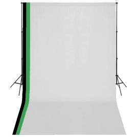 Photo Studio Kit with 3 Cotton Backdrops Adjustable Frame 3x5m