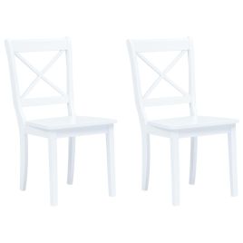 Dining Chairs 2 pcs White Solid Rubber Wood