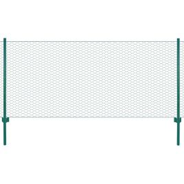 Wire Mesh Fence with Posts Steel 25x0.5 m Green