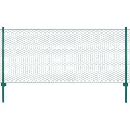 Wire Mesh Fence with Posts Steel 25x0.5 m Green