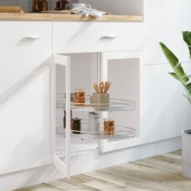 2-Tier Kitchen Wire Basket Silver 180 Degree 75x38x80 cm