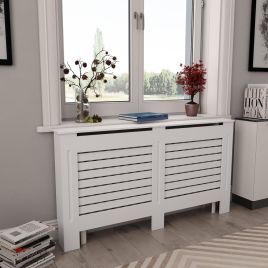 Radiator Cover White 152x19x81.5 cm MDF