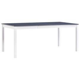 Dining Table White and Grey 180x90x73 cm Pinewood