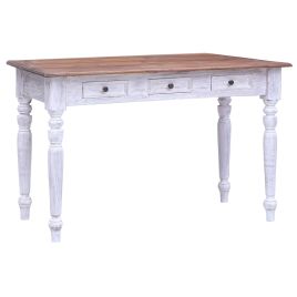 Desk with Drawers White 117x57x75 cm Solid Reclaimed Wood
