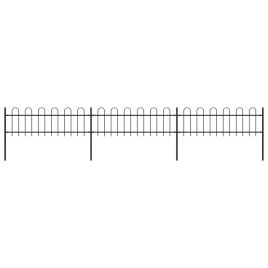 Garden Fence with Hoop Top Steel 5.1x0.6 m Black