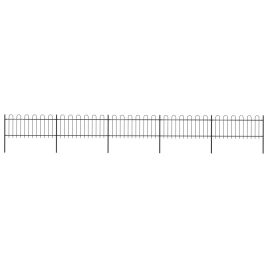 Garden Fence with Hoop Top Steel 8.5x0.8 m Black