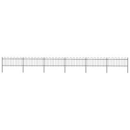 Garden Fence with Hoop Top Steel 10.2x0.8 m Black