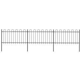 Garden Fence with Hoop Top Steel 5.1x1 m Black