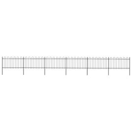 Garden Fence with Hoop Top Steel 10.2x1 m Black