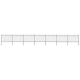 Garden Fence with Hoop Top Steel 11.9x1.2 m Black