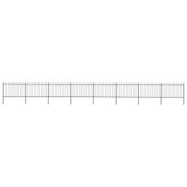 Garden Fence with Hoop Top Steel 13.6x1.2 m Black