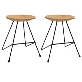 Stools 2 pcs Solid Teak Wood