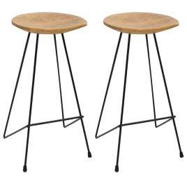 Bar Stools 2 pcs Solid Teak Wood