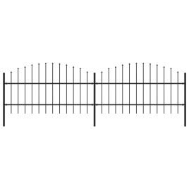 Garden Fence with Spear Top Steel (0.75-1)x3.4 m Black
