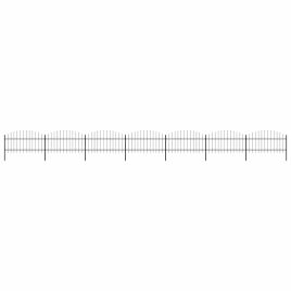 Garden Fence with Spear Top Steel 1-1.25x11.9 m Black
