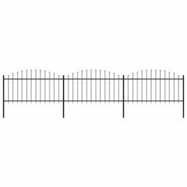 Garden Fence with Spear Top Steel 1.25-1.5x5.1 m Black