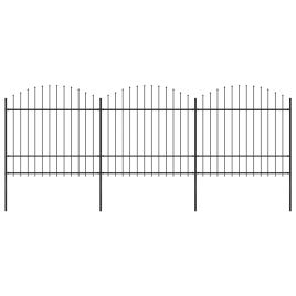 Garden Fence with Spear Top Steel (1.5-1.75)x5.1 m Black