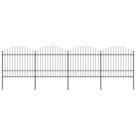 Garden Fence with Spear Top Steel (1.5-1.75)x6.8 m Black