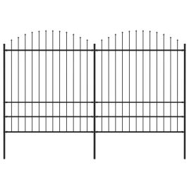 Garden Fence with Spear Top Steel (1.75-2)x3.4 m Black