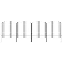 Garden Fence with Spear Top Steel 1.75-2x6.8 m Black