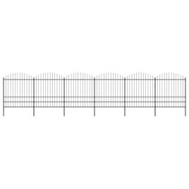 Garden Fence with Spear Top Steel 1.75-2x10.2 m Black