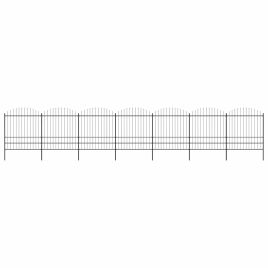 Garden Fence with Spear Top Steel 1.75-2x11.9 m Black