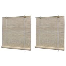 Bamboo Roller Blinds 2 pcs 120x160 cm Natural